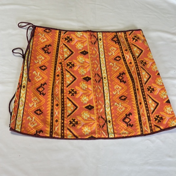 Free People Cleo Wrap Skirt in Rust Combo Size 6 - Picture 7 of 11